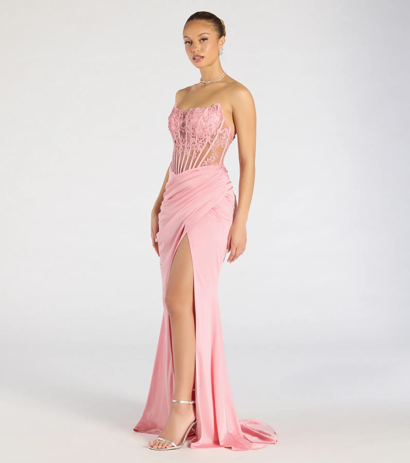 Shayla Strapless Corset Lace Formal Dress