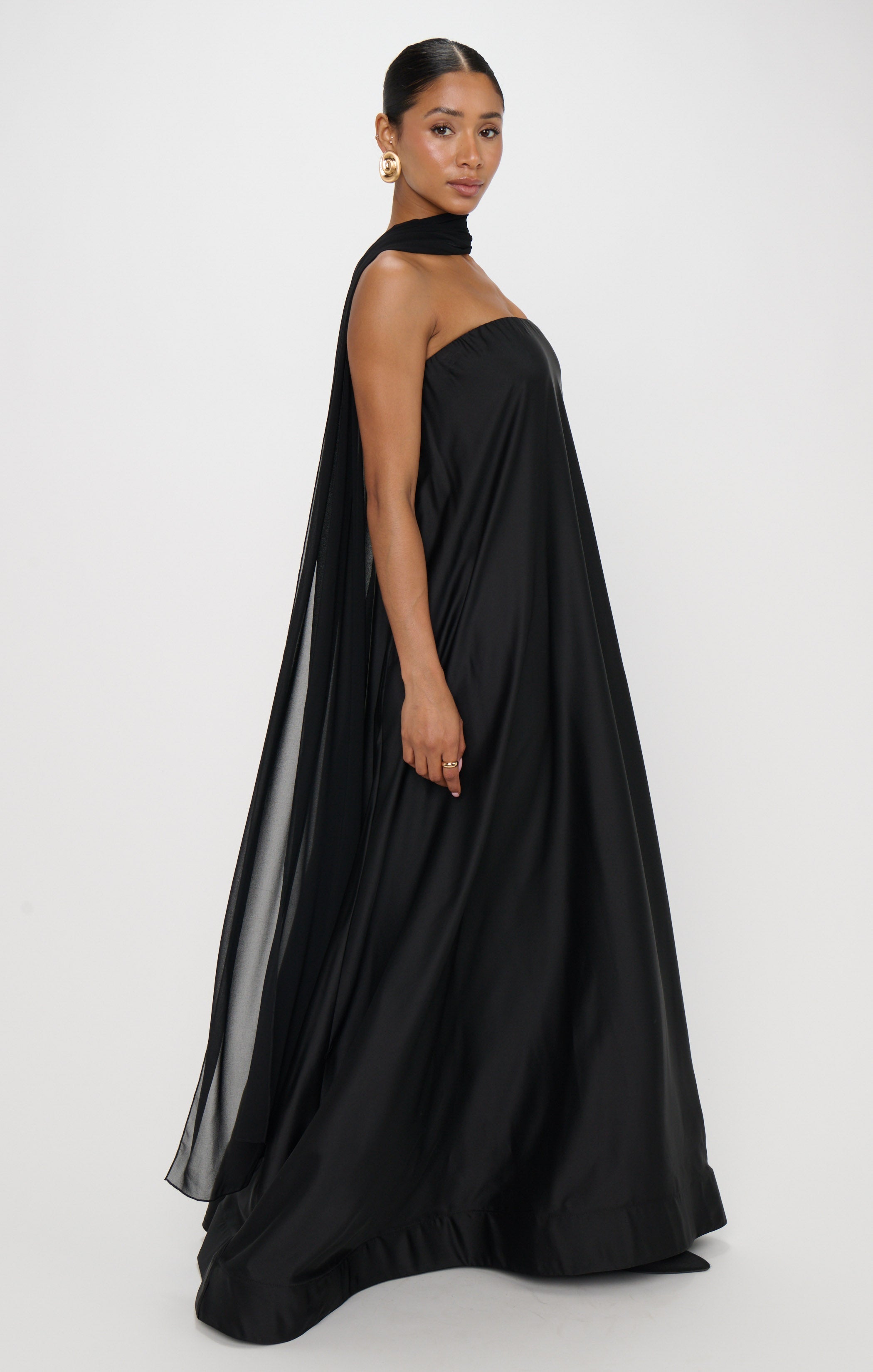 Tinsley Tube Dress ~ Black Luxe Satin
