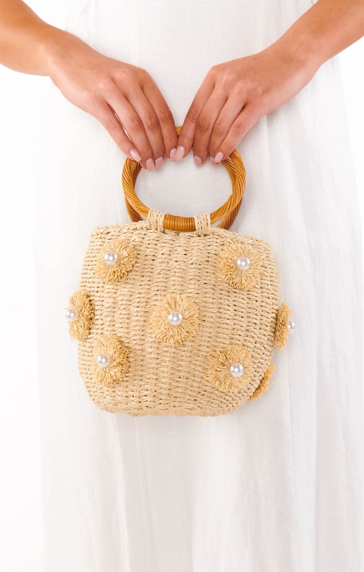 Elia Straw Bag ~ Natural/White