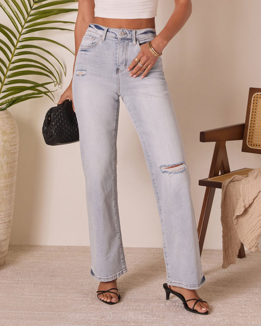 Crystal 90'S Vintage Distressed Relaxed Denim