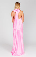 Lisa Maxi Dress ~ Pink Luxe Satin