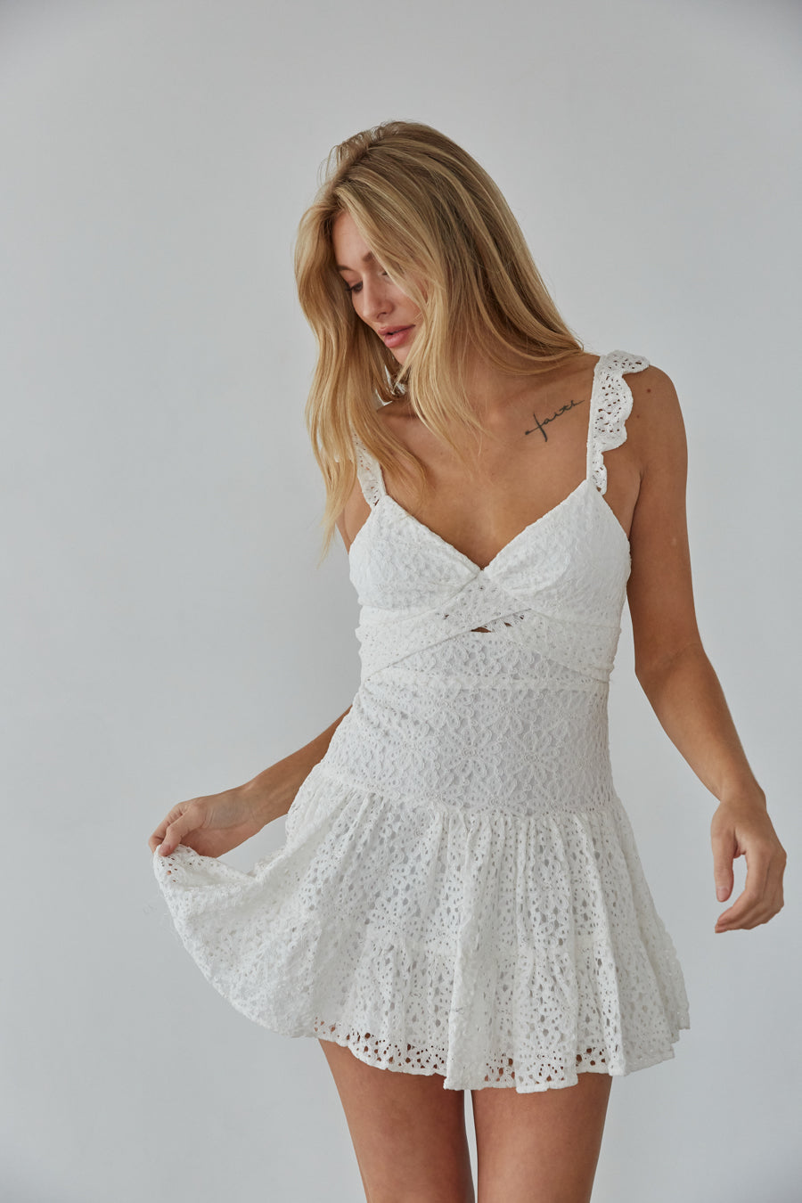 Liliana Eyelet Lace Mini Dress